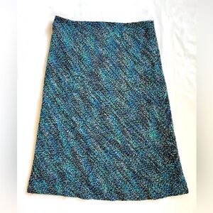 Ports International wool blend tweed Skirt blue teal Lined W28"